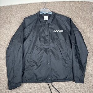 Vans Jacket Mens Large Black Coach Fleece Lined Snap Front Skate Streetwear